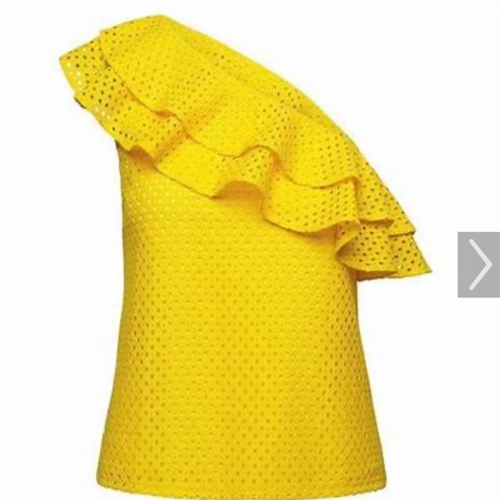 Banana Republic Yellow Flounce One Shoulder Top XS